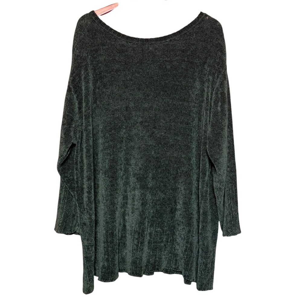 Working Classics Chenille Sweater Women 22/24 Green Velvety Side Slit Tunic